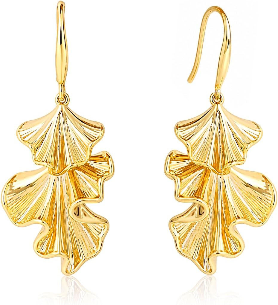 Flower Dangle Earrings for Women, Chunky Statement Unique Trendy Jewelry | Amazon (US)