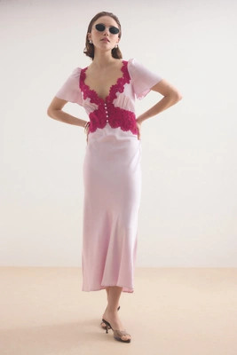 By Anthropologie Olivia Satin Lace Midi Dress | Anthropologie (UK)