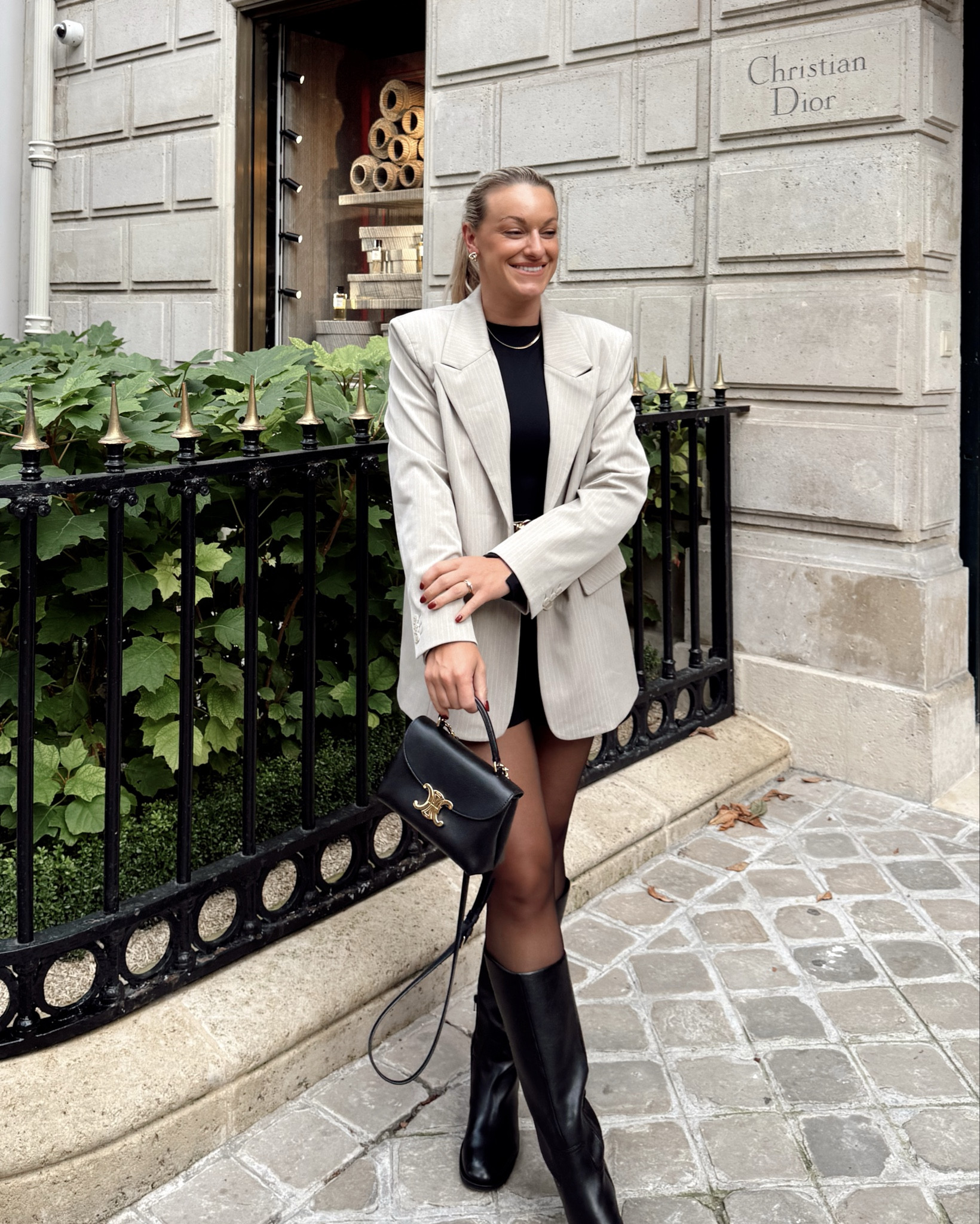 Paris outfit day 1 - black leather boots, Ashly Rae bodysuit & cuffs (USE KATIE10) for discount , blazer NAKD , sheer black tights - autumn outfit 

#LTKuk #LTKautumn #LTKeurope