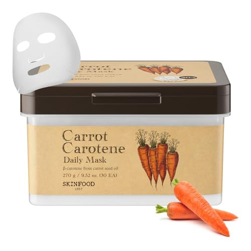 SKINFOOD Carrot Carotene Daily Sheet Mask, Korean Skincare Hack, 5-Minute Quick Hydrating, Soothing & Moisturizing Face Mask for Dry Skin, Glass Skin, Bulk Pack (30EA) | Amazon (US)