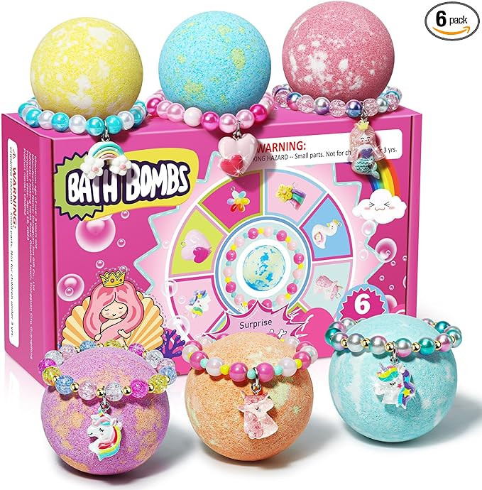 Unicorn Bath Bombs for Kids Girls with Bracelet Inside, sanyi Easter Basket Stuffers Bubble Bath ... | Amazon (US)
