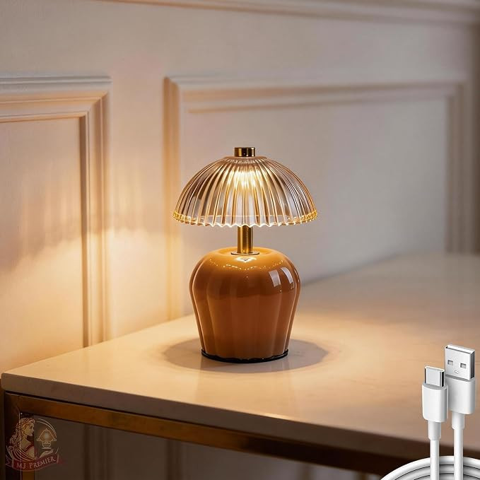 Mini Glass Mushroom Lampshade, Small Table Lamps, Decorative Led Light for Bedroom Living Room Sh... | Amazon (US)