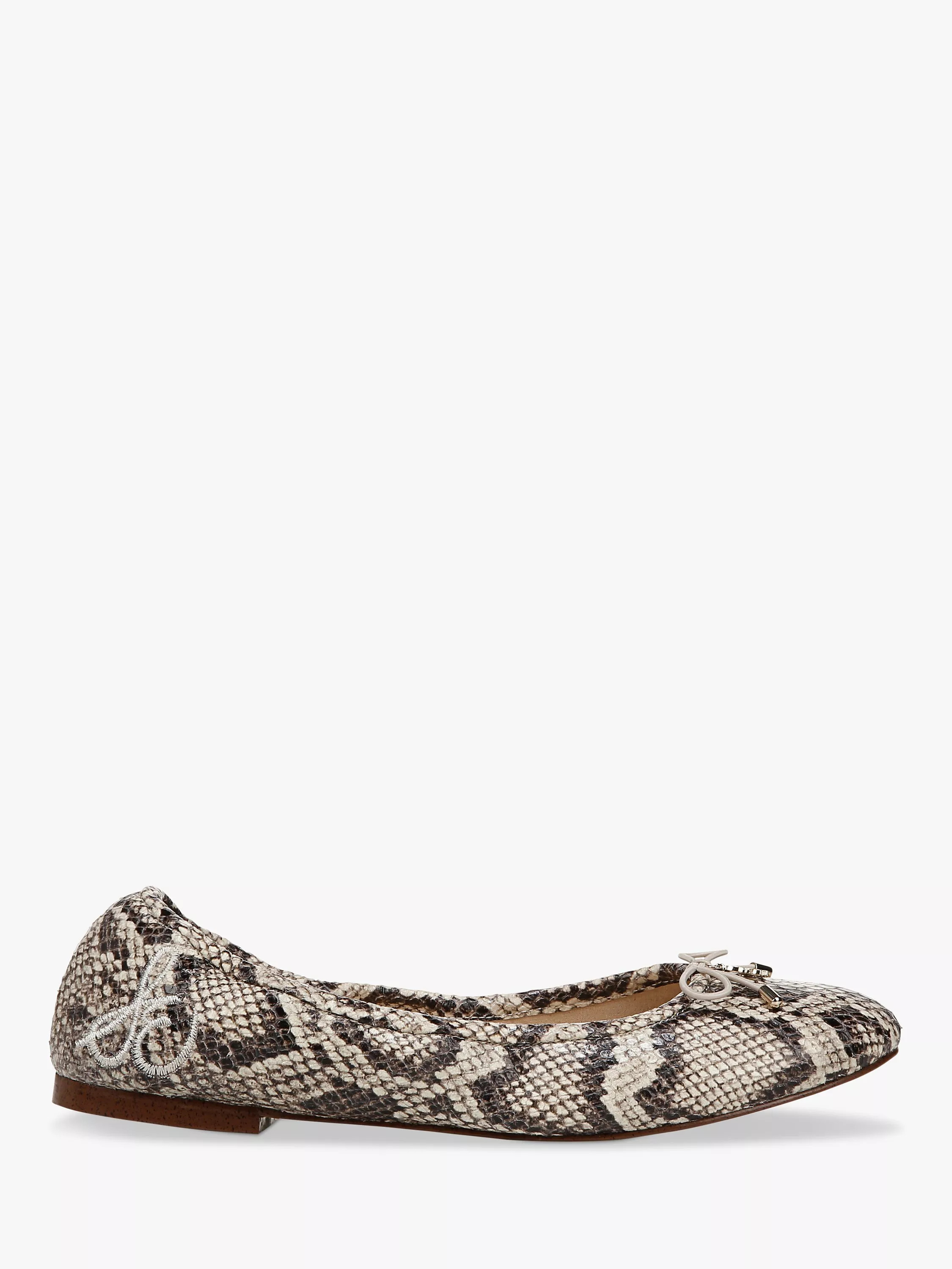 Sam Edelman Felicia Leather Snakeskin Effect Ballet Flats, Roccia | John Lewis (UK)