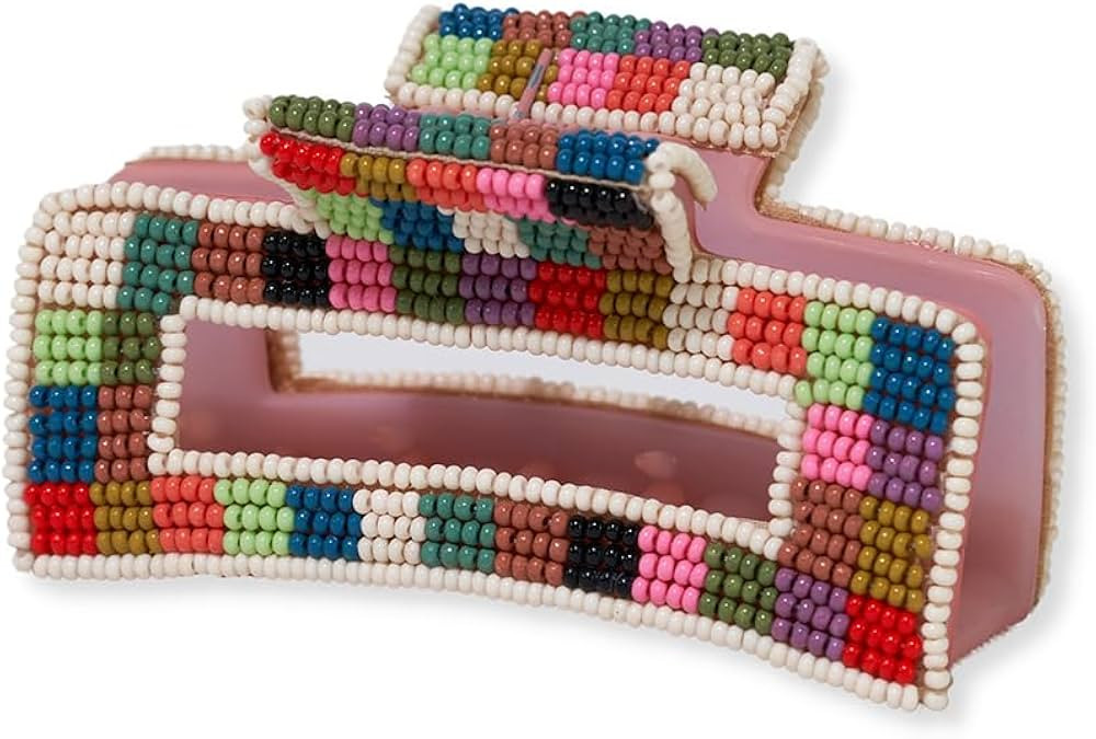 INK+ALLOY Beaded Hair Clips, Lola Large Statement Boho Cute Claw Clips for Women, Secure Hold for... | Amazon (US)