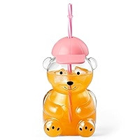 Bear Straw Cup,Clear Honey Bear Drinking Glass Bottle with Lid and Straw,22OZ Cute Kawaii Love Be... | Amazon (US)