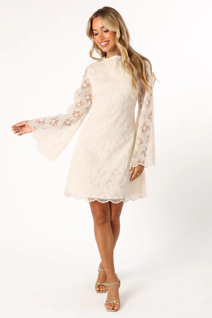Quinn Bell Sleeve Mini Dress - Cream | Petal & Pup (US)