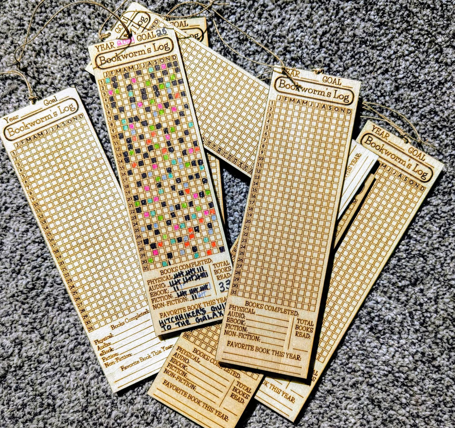 Reading Habit Tracker Wooden Bookmark: Bookworm Gift, Librarian Ornament, Laser-Engraved Bookworm... | Etsy (US)