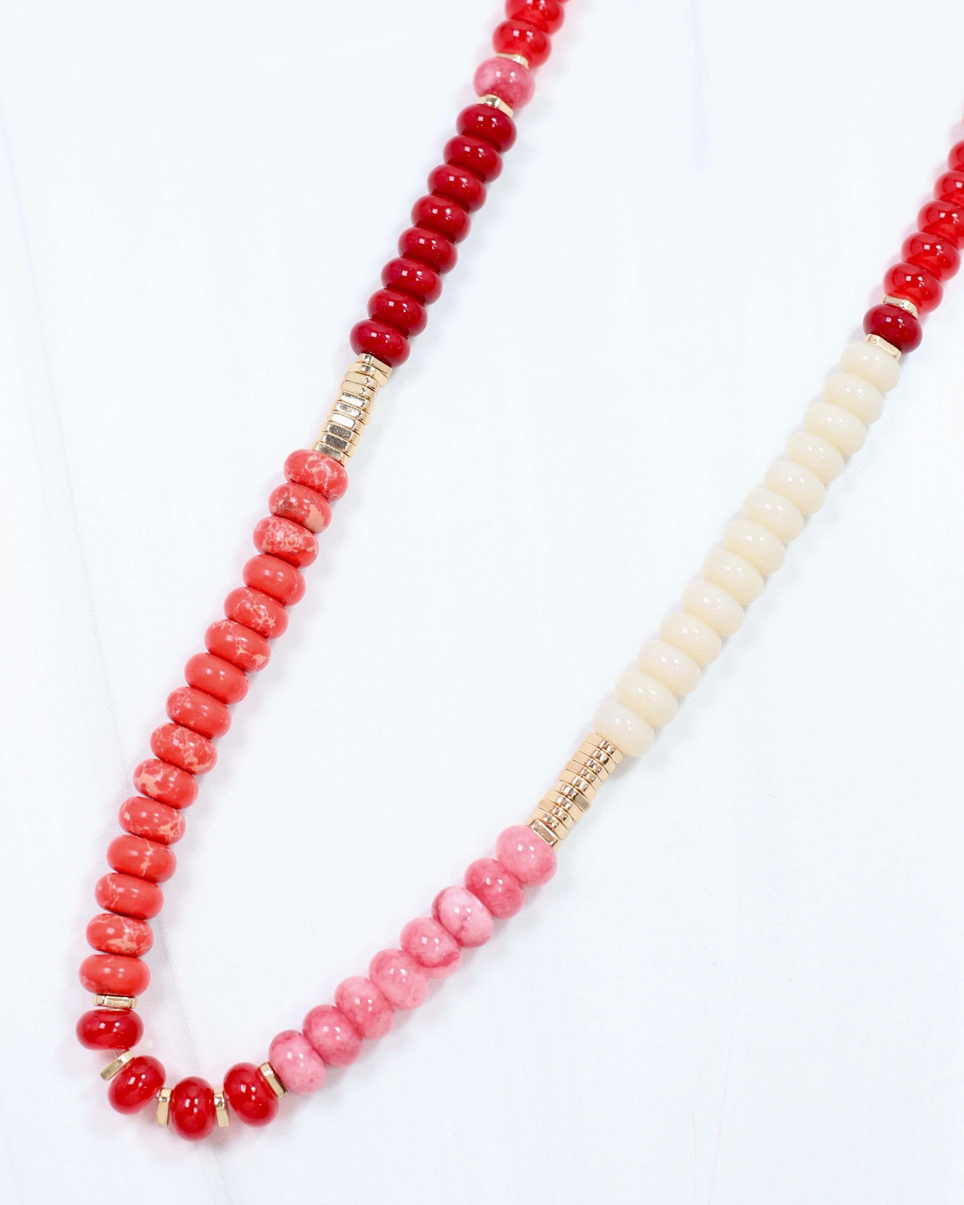 Chatham Beaded Necklace Red White | Caroline Hill