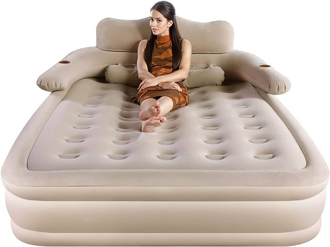 EKEPE Air Mattress with Headboard, 18in Inflatable with Built-in Pump, Blow Up Mattress with Remo... | Amazon (US)