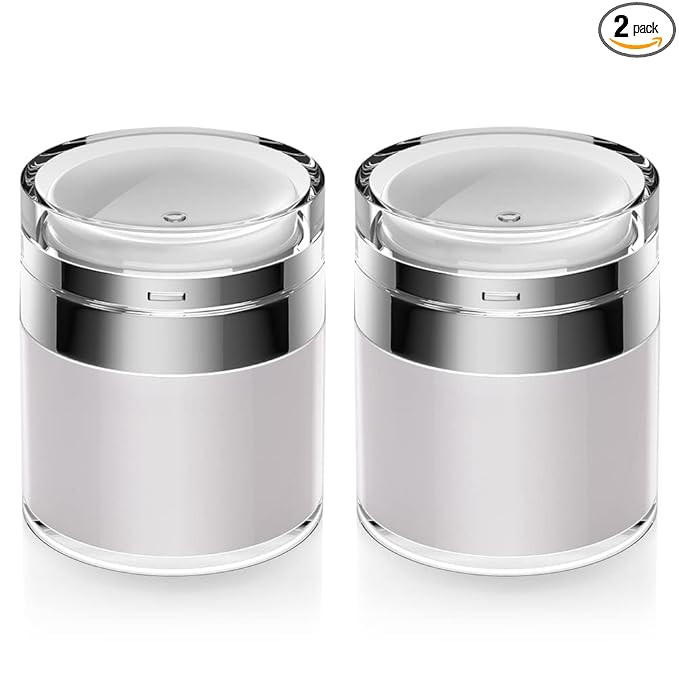 Airless Pump Jar, 1.7 oz Airless Pump Bottles, Travel Lotion Container – Vacuum Dispenser for C... | Amazon (US)