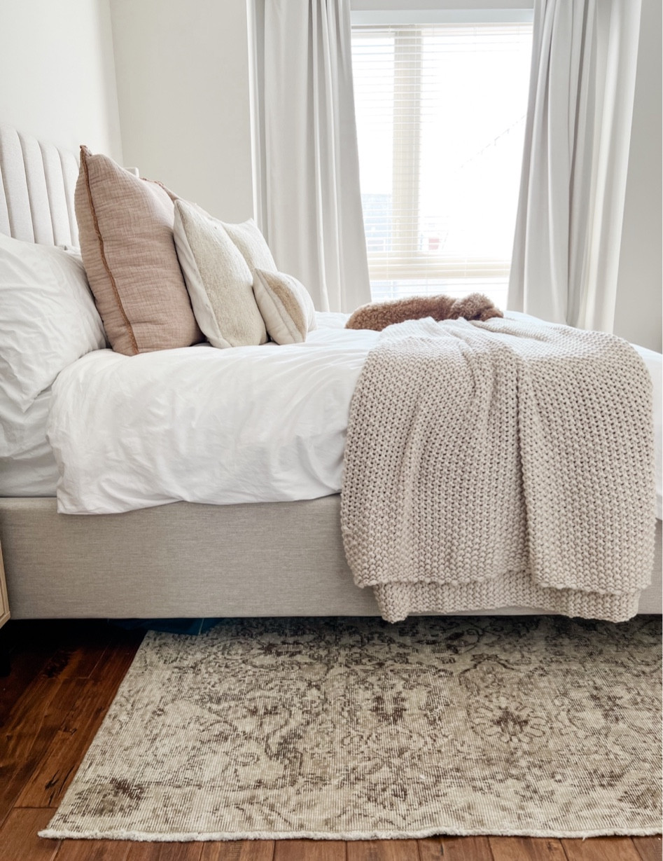 Thai gorgeous rug in our bedroom is vintage and one of a kind. It’s a stunning piece and feels very well made and high quality. Bedroom decor, bedroom rug. 

#LTKFind #LTKhome