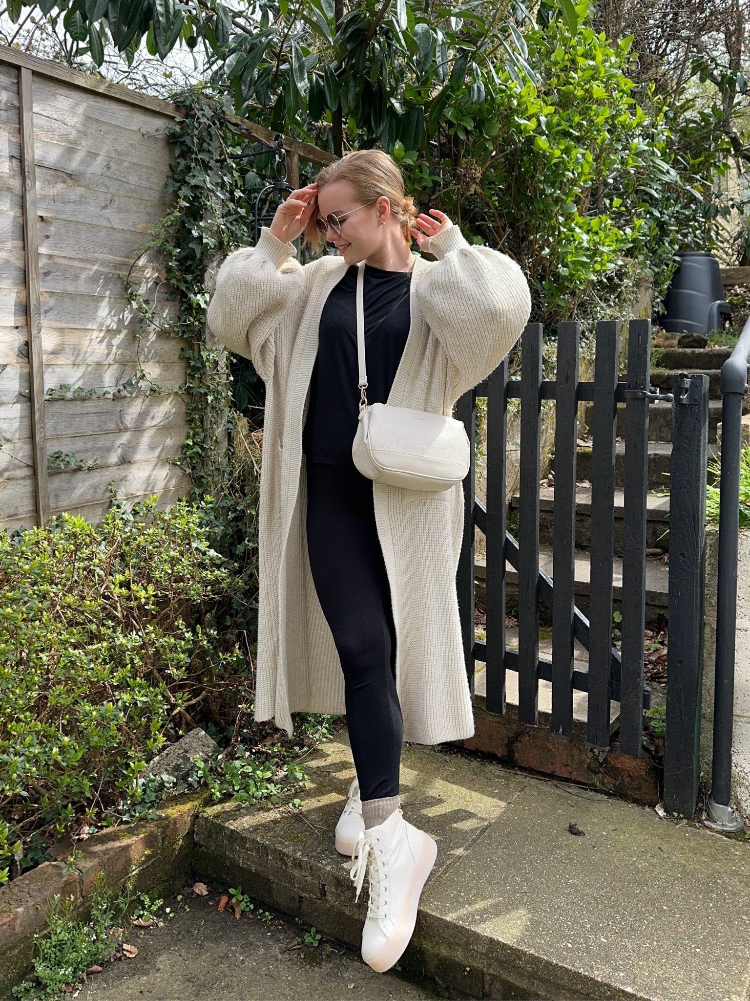 Spring outfit inspo, spring fashion, casual wear, casual outfits, styling tips, neutral inspo, cardigan, high top trainers.

#LTKstyletip #LTKSeasonal #LTKsalealert