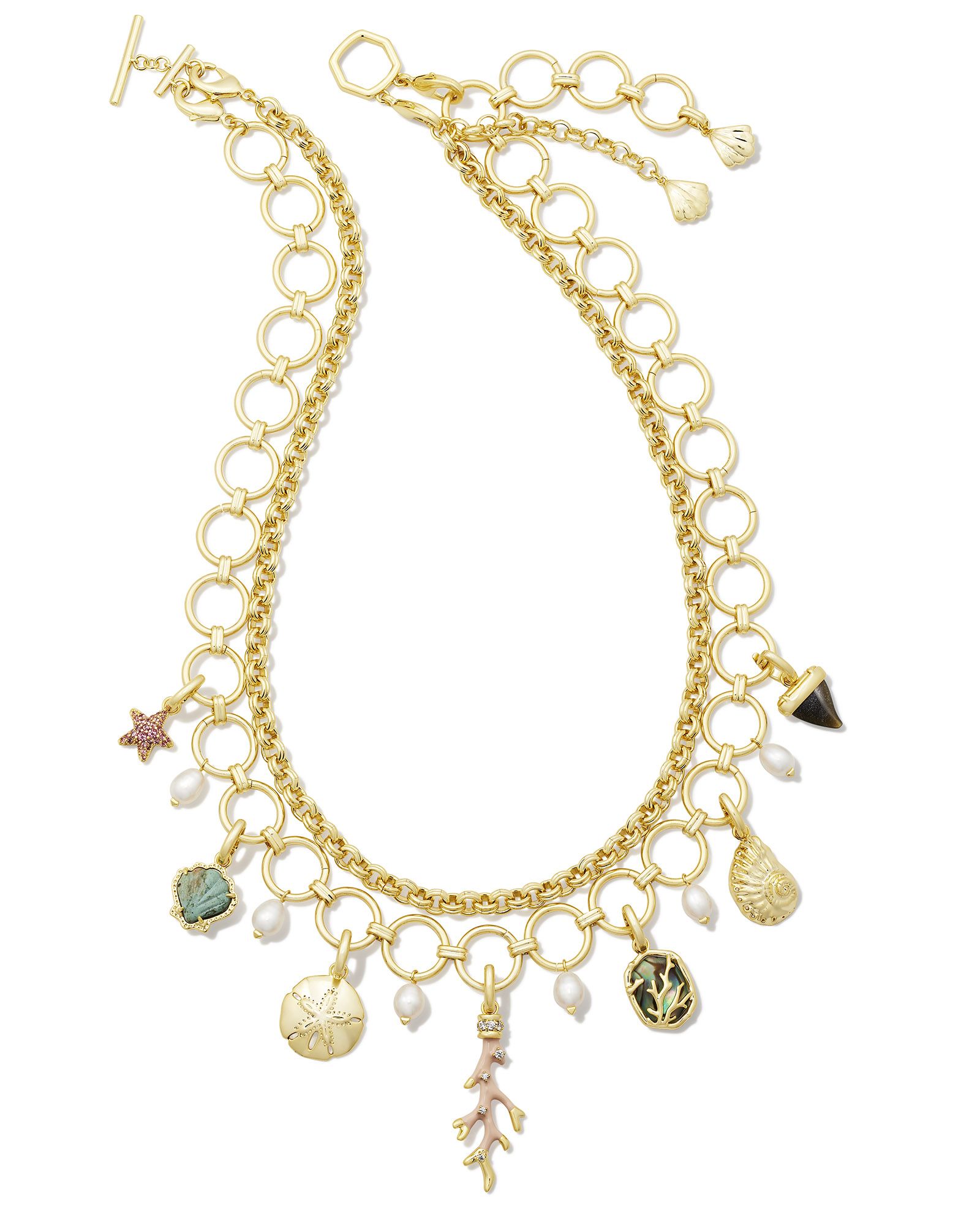 Brynne Convertible Gold Shell Charm Necklace in Multi Mix | Kendra Scott