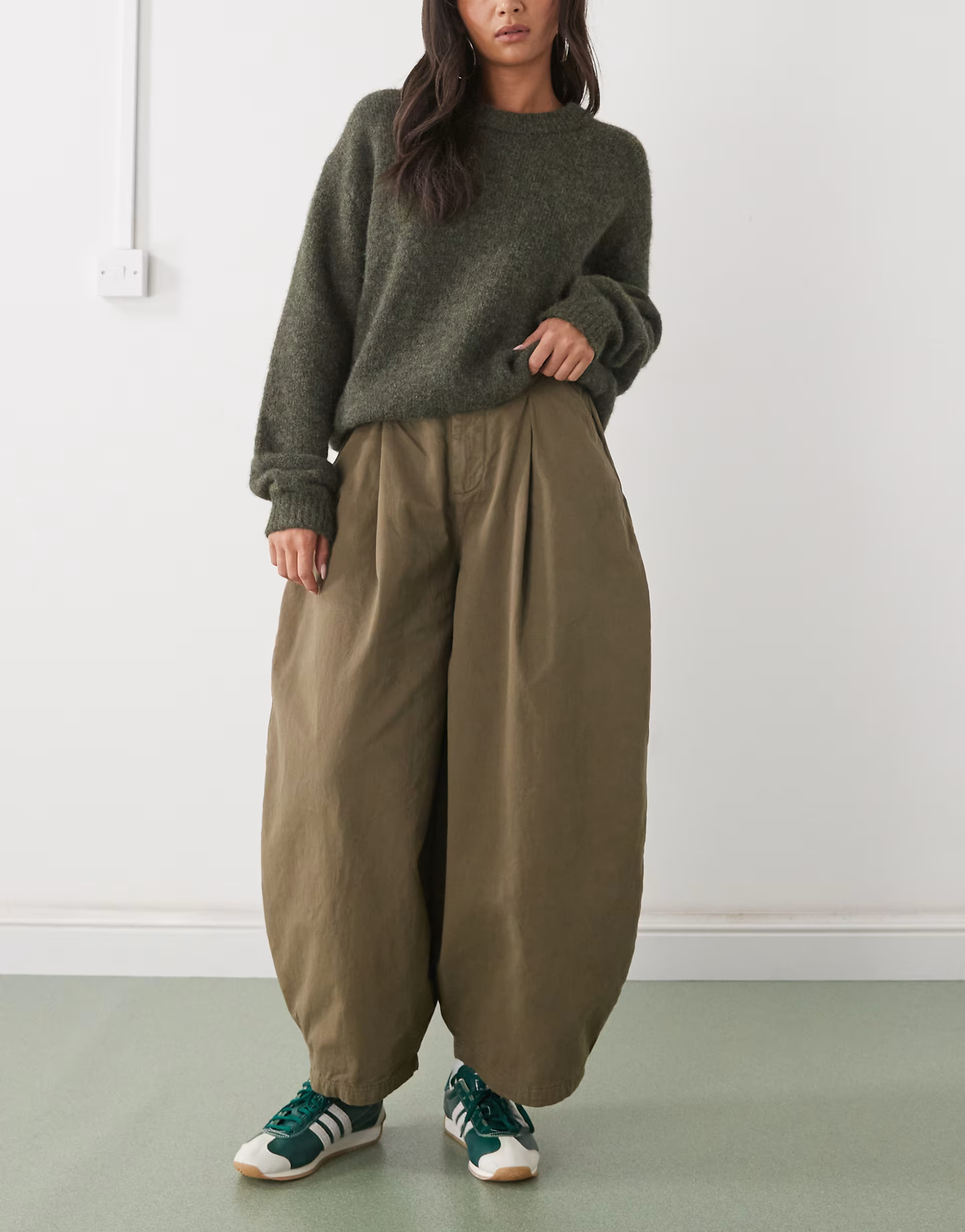 COLLUSION XL balloon pleated pants in khaki green | ASOS (Global)