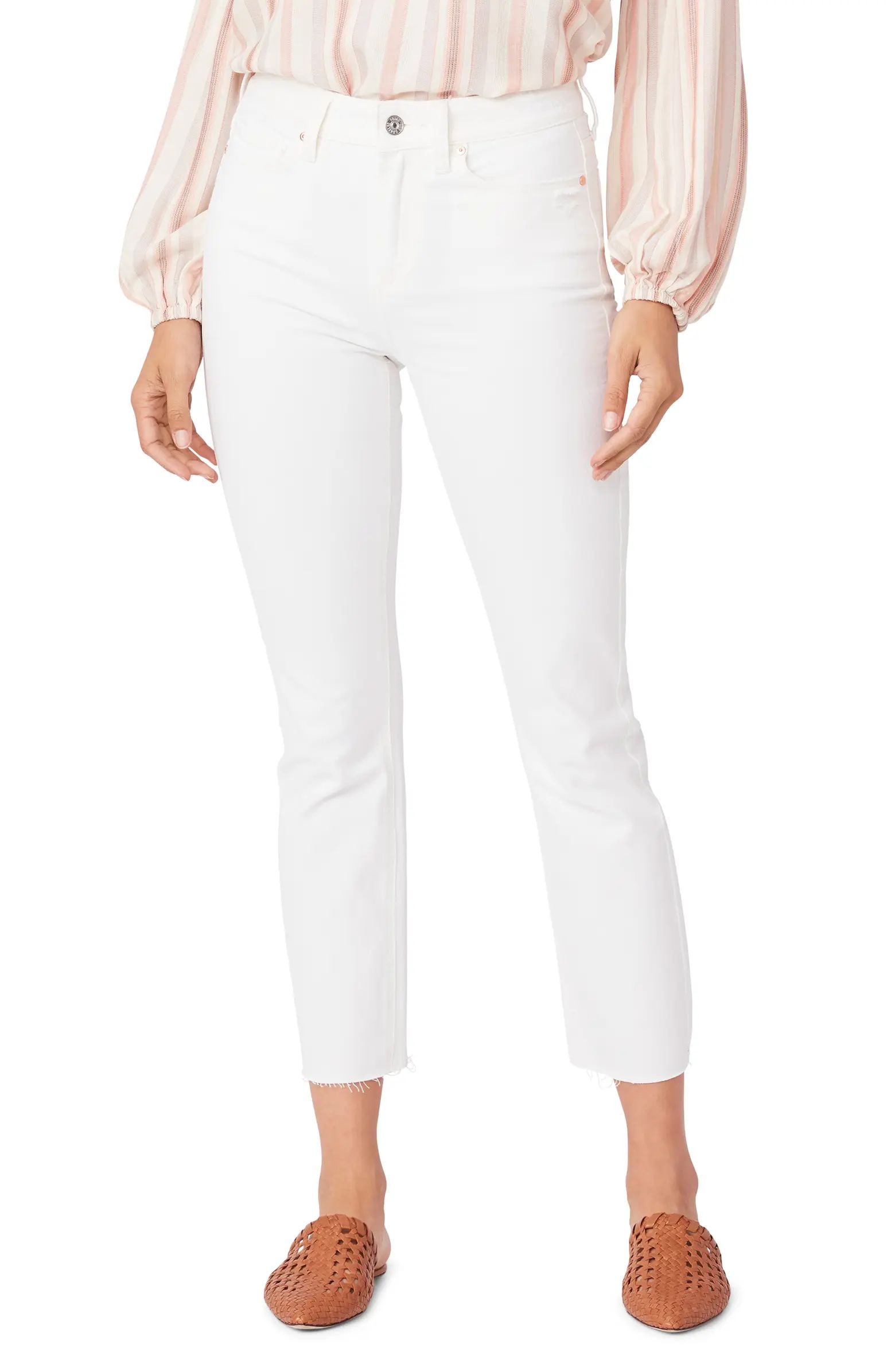 Cindy High Waist Raw Hem Ankle Straight Leg Jeans | Nordstrom