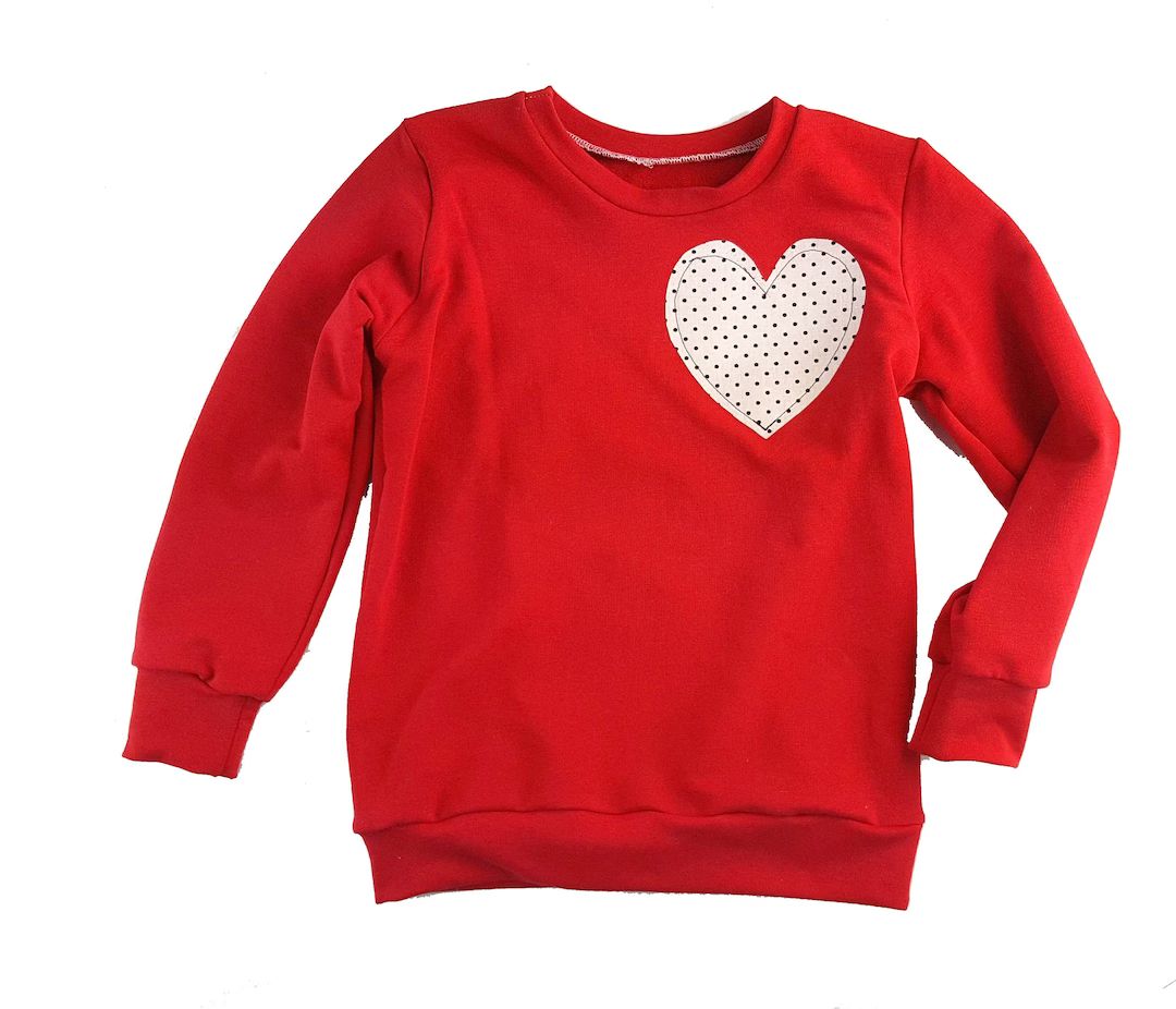 Red Heart Patch Sweatshirt, Valentines sweater outfit for boys and girls | Etsy (US)