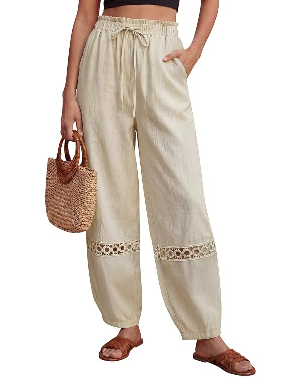 Blooming Jelly Womens Casual Pants Boho Harem Summer Pant 2026 Elastic High Waist Drawstring Pant... | Amazon (US)