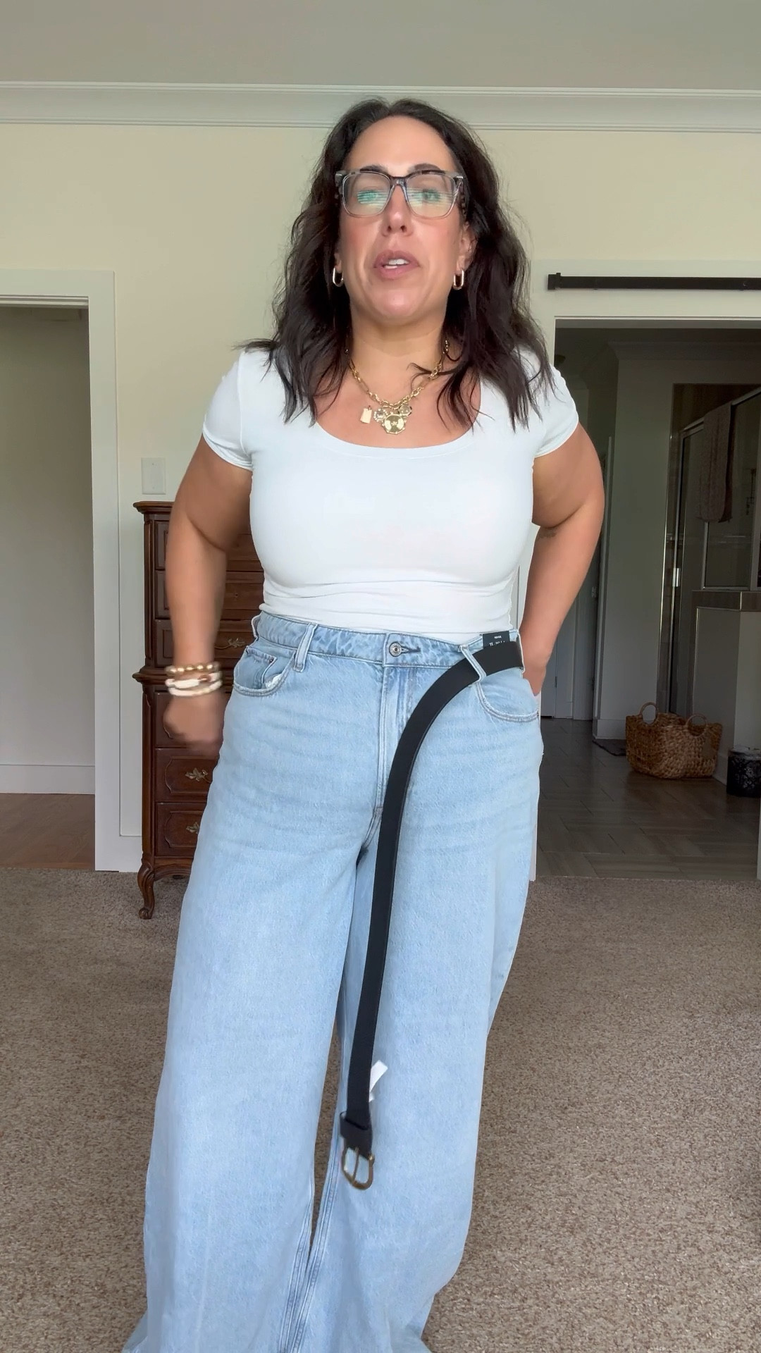 Wide leg curve love pants from Abercrombie size down one! Paired with my favorite basic tee from Amazon. 

#LTKStyleTip #LTKMidsize #LTKFindsUnder50