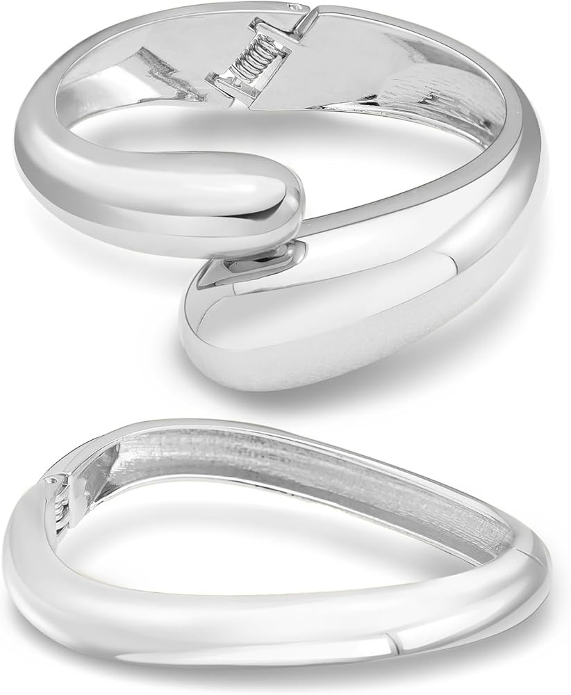 RechicGu 2pcs 14K Gold Plated Cuff Waterdrop Teardrop Bangle Bracelet for Women Gift,Chunky Twist... | Amazon (US)