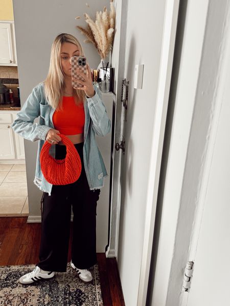 Would you believe I got these pants for $5 only on Amazon sale? I can’t stop wearing them because they are super comfortable and cute! 

Casual outfit • red bag • denim is back 

#LTKitbag #LTKstyletip