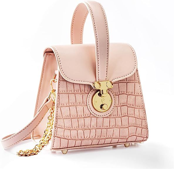 Milan Chiva Top Handle Purse Crocodile Crossbody Bag for Women Trendy Cute Shoulder Handbag with ... | Amazon (US)