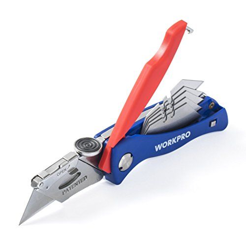 WORKPRO Folding Utility Knife Quick-change Box Cutter, Blade Storage in Handle with 5 Extra Blade In | Amazon (US)