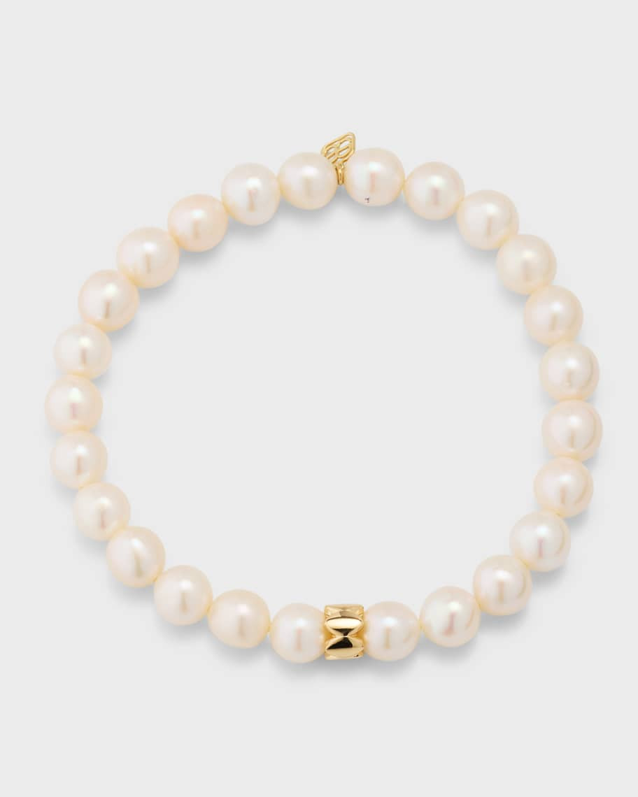 Sydney Evan 14k Yellow Gold Marquis Rondelle & Pearl Bracelet | Neiman Marcus