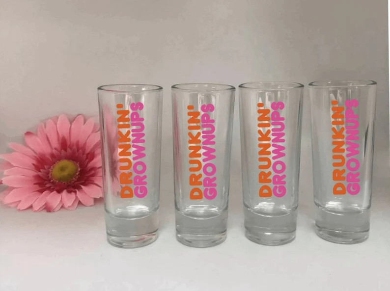 Drunkin Grownups Shot Glasses Funny Shot Glasses Gift for Coffee Lover Adult Humor Gift Dunkin Do... | Etsy (US)