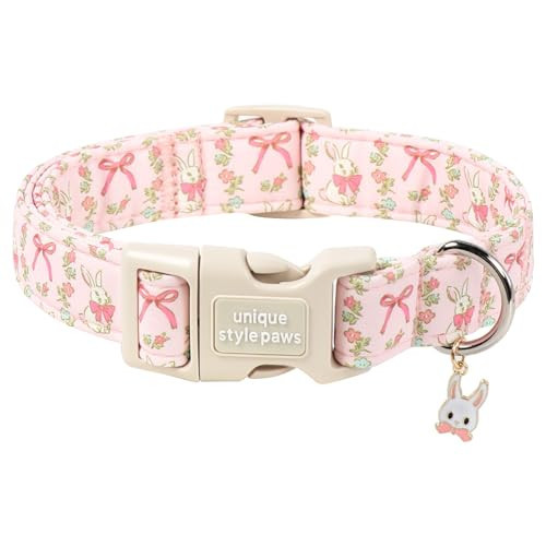 Easter Dog Collar, Unique Style Paws Easter Day Dog Collar Pink Bunny Dogs Collars with Light Sturdy Plastic Buckle, Adjustable Collars for Small,Medium,Large Pubby | Amazon (US)