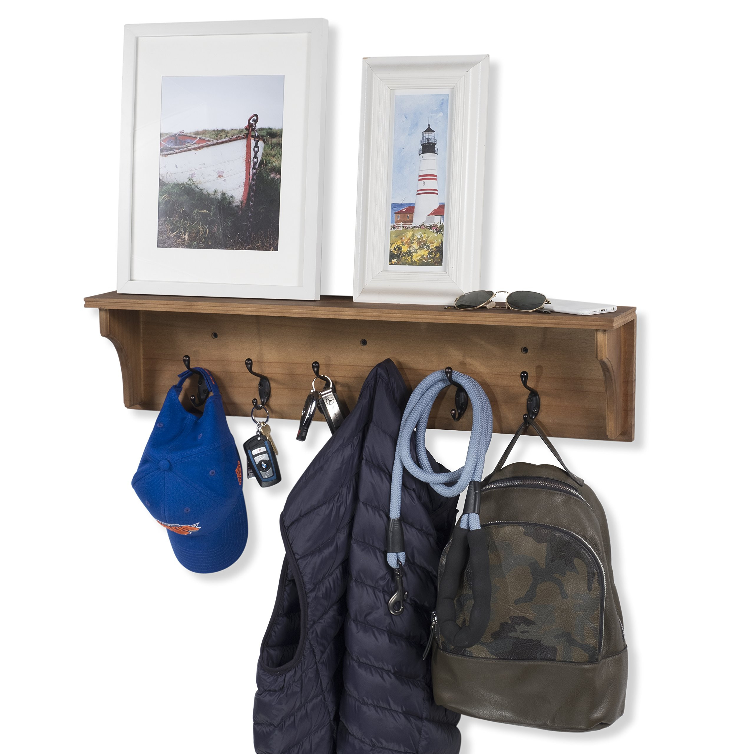 brightmaison Mante Entryway Organizer with Key Holder and Coat Rack, 6 Hooks For Hanging Face Mas... | Amazon (US)