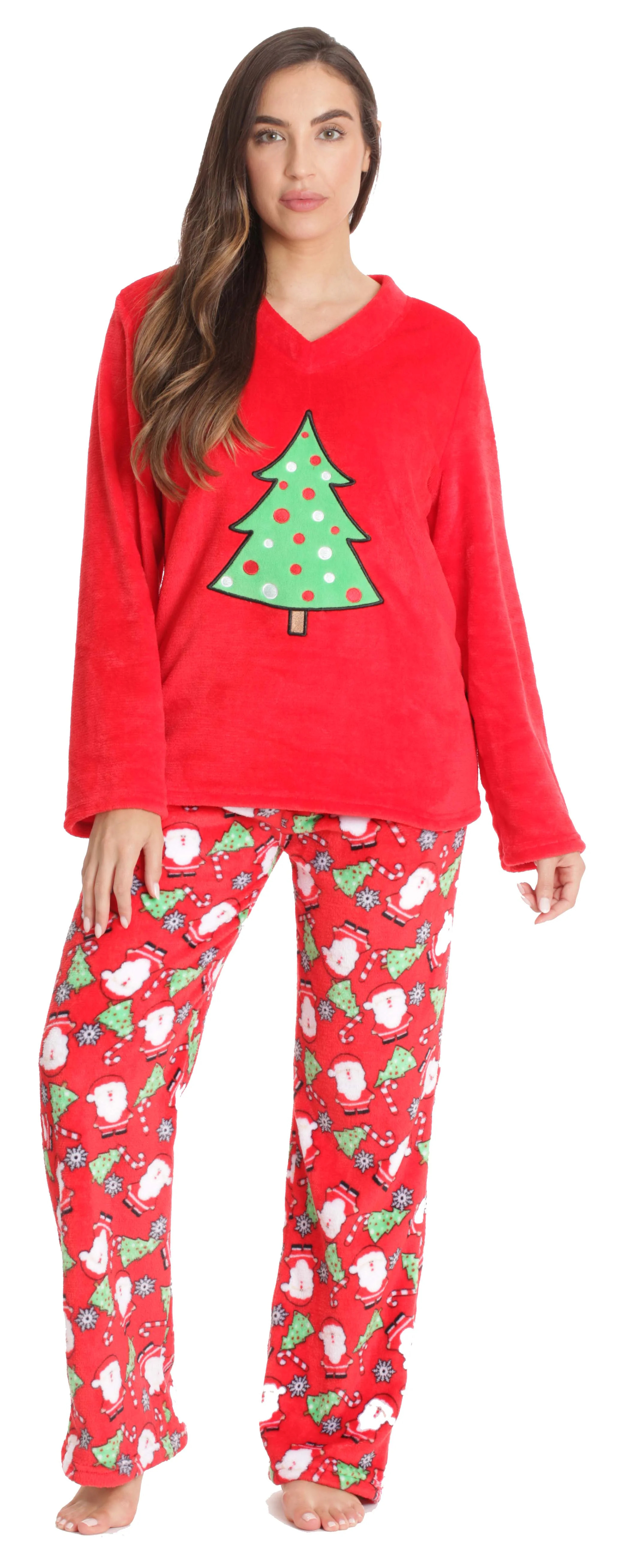 Just Love Plush Pajama Sets for Women (Red - Tossed Holiday, X-Large) | Walmart (US)