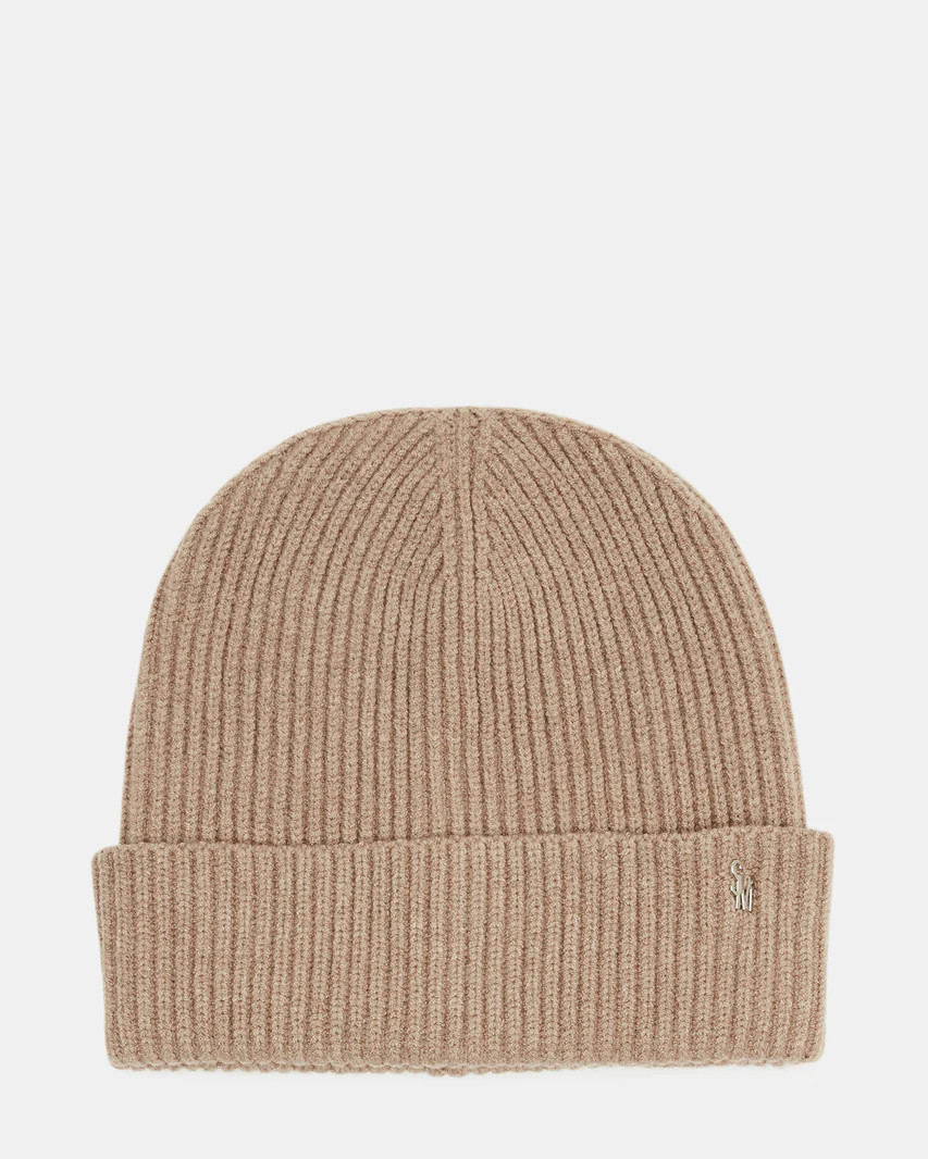CLASSIC RIBBED KNIT BEANIE Camel | Women's Folded Brim Cuffed Beanie | Steve Madden (US)
