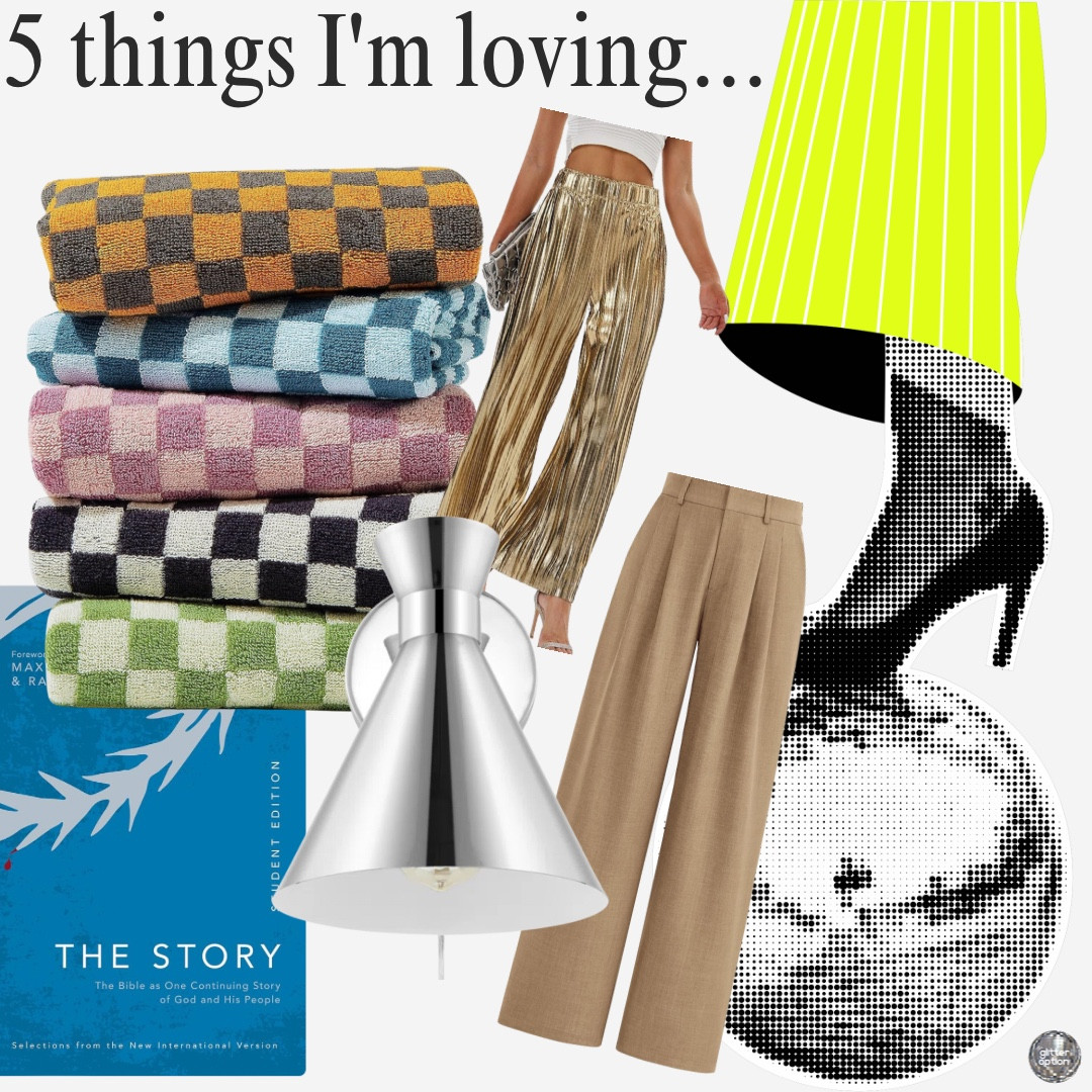 fave five things currently. 

new bath towels for my son’s bathroom
fun, elevated, comfy pants
classic wide-leg pants
bedside sconces 
the Bible story

#LTKStyleTip #LTKHome #LTKSeasonal