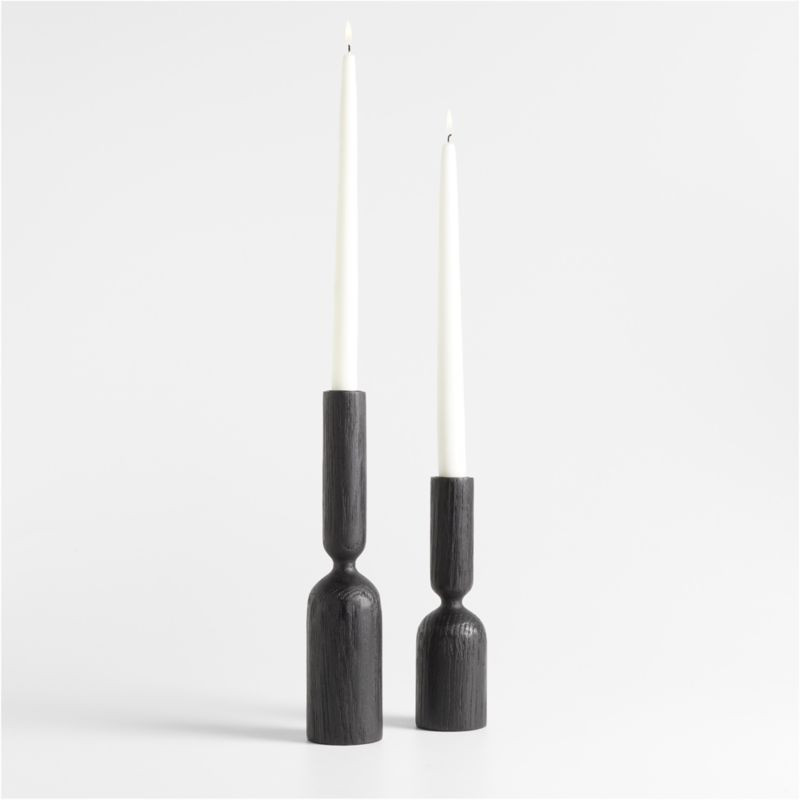 Asker Black Wood Taper Candle Holders, Set of 2 + Reviews | Crate & Barrel | Crate & Barrel