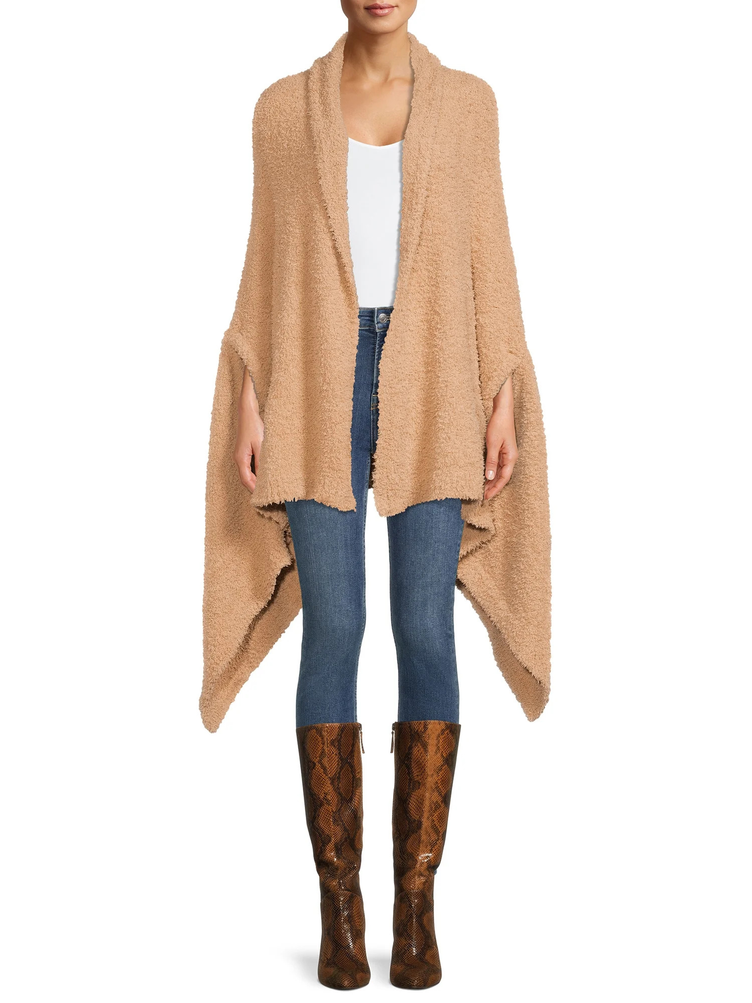 Time And Tru Women's Open-Front Cozy Wrap - Walmart.com | Walmart (US)