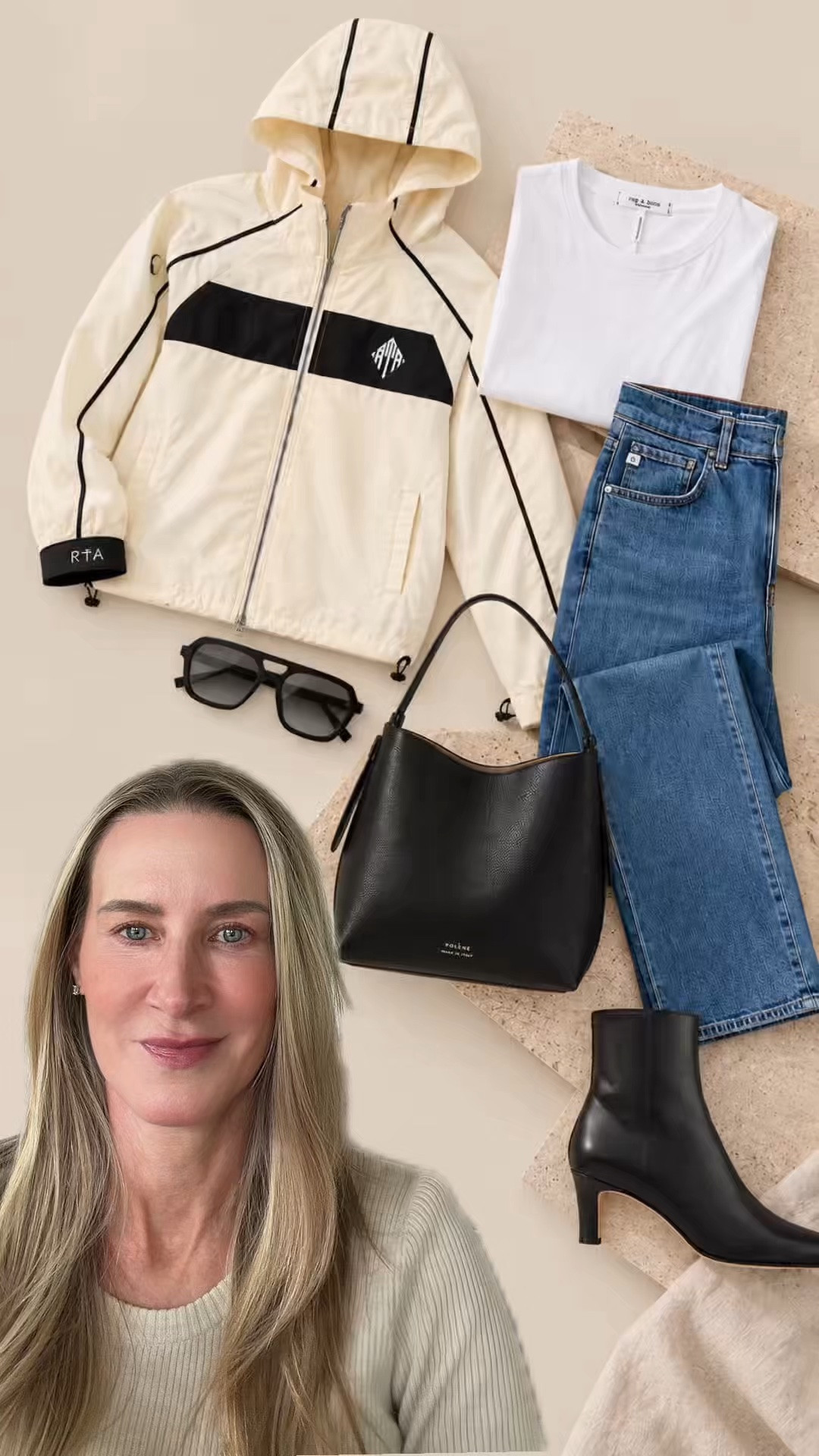 The windbreaker is officially back for another season and I have found the one you need in your wardrobe.

I love this ivory and black version because it makes even the simplest outfit feel cool and intentional.

I’d style it exactly like this with relaxed straight leg jeans and a classic white tee, then keep the accessories polished and minimal.

Black leather ankle boots, an understated shoulder bag and oversized Saint Laurent sunglasses give it that effortless celebrity off duty feel without looking overstyled.

It’s sporty, elevated and one of those outfits you can actually wear on repeat all fall.

@Shop.LTK #liketkit #Saks #sakspartner