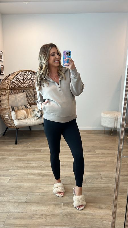 	The LTK sale is here!! Abercrombie sale is 20% off. This cozy fleece lined pullover is super comfy. I sized up to a small (they’re not maternity - if you’re not pregnant, go with your true size). Comes in other colors! Black leggings are an Amazon fashion find that run true to size (not maternity either). Slippers are on sale and run true to size (cute holiday gift idea!). 

Abercrombie
Fall fashion
Fall casual outfits

#LTKbump #LTKSale #LTKfindsunder100