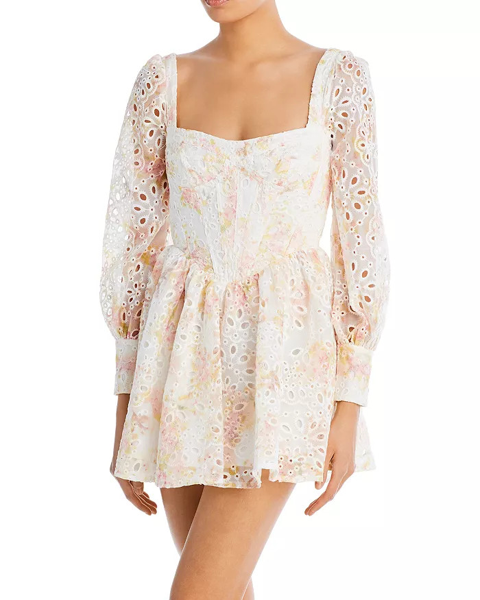 Lila Eyelet Flounce Mini Dress | Bloomingdale's (US)