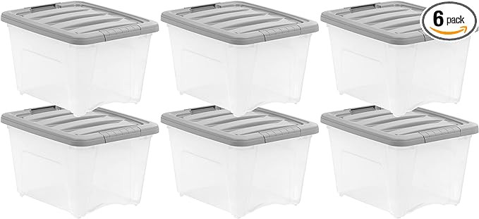 Amazon Basics Plastic Storage Containers with Secure Latching Lids, Stackable Organization Bins, ... | Amazon (US)