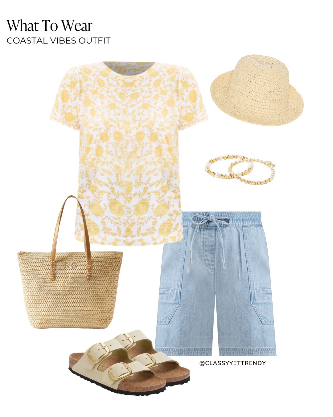 Coastal-style spring outfits: relaxed, casual And airy, inspired by the beachside lifestyle ☀️ Mix & match outfits with beach-themed accent colors for women who are moms, retired, work from home ✔️ All from the Coastal Vibes Capsule Wardrobe: Summer 2025 Collection, now available in the Capsule Wardrobe Store!

stripe tee, linen top, open stitch sweater, gauze button shirt, chambray shirt, tank, wide leg denim jeans, linen pants, midi skirt, denim shirt jacket, cardigan, zip hoodie, sandals, sneakers, flats, huarache, straw tote, straw hat