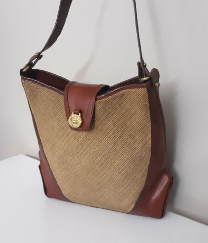 Vintage Brahmin Harbor Tweed Leather Brown Handbag / Shoulder Bag  | eBay | eBay US