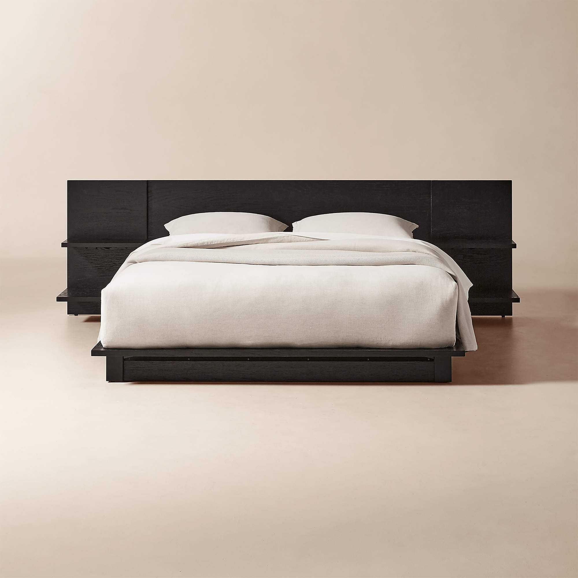 Andes Acacia Wood Platform King Bed with Nightstands + Reviews | CB2 | CB2