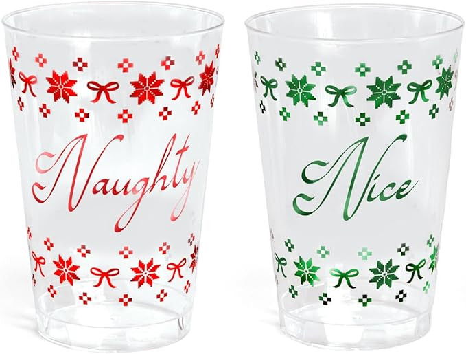 xo, Fetti Naughty + Nice Plastic Cups | 30 pcs 12 oz | Red Christmas Drinkware, Green Xmas Decora... | Amazon (US)
