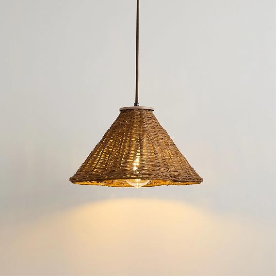Boho Rattan Pendant Light, 11.8 in Hand Woven Hanging Lamp, Modern Farmhouse Chandelier Light Fix... | Amazon (US)