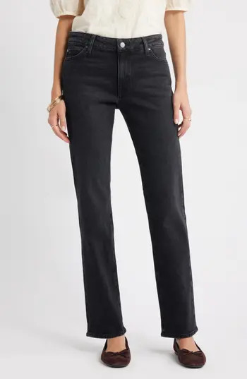 Treasure & Bond Mid Rise Straight Leg Jeans in Black Wash at Nordstrom Rack, Size 27 | Nordstrom Rack