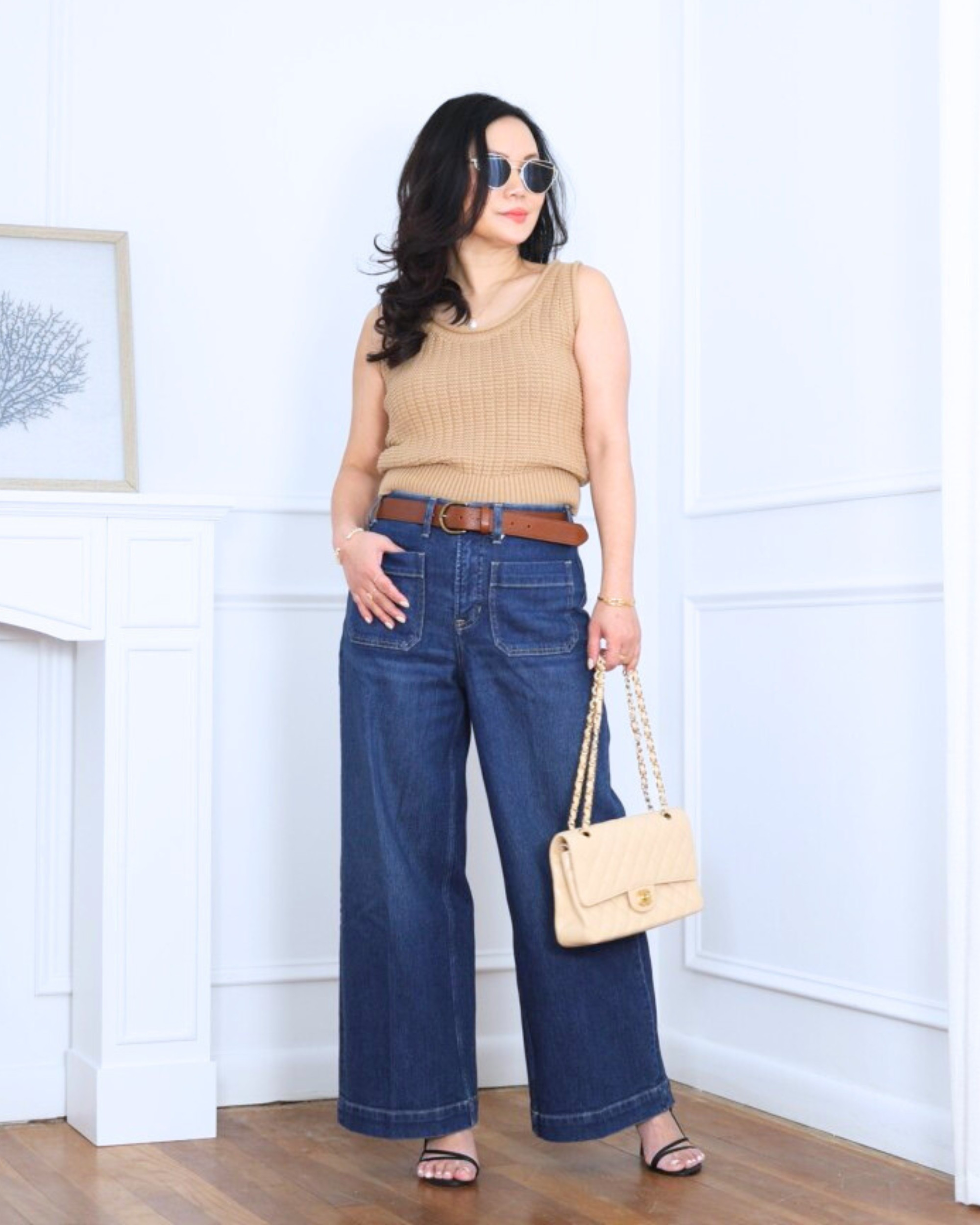 Waffle sweater tank and strappy heels from Quince paired with wide-leg jeans from Spanx — cozy texture with a polished finish, easy and chic from day to night. I’m 5’2, wearing size XS.

#LTKootd #LTKPetite #LTKOver40