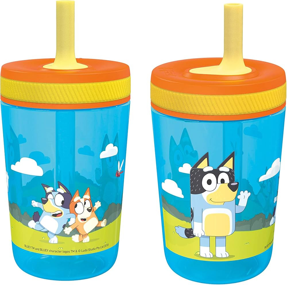 Zak Designs 15oz Bluey Kelso Tumbler Set, BPA-Free Leak-Proof Screw-On Lid with Straw Made of Dur... | Amazon (US)