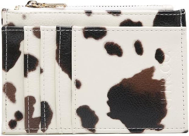 JEN & CO. Card Holder Wallet Zipper Wallet - Slim Wallet Sia Printed Card Holder Wallet, Cow-White (WL1991-COW.WT) | Amazon (US)