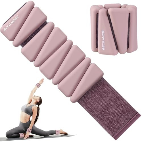 BECOJADDE Ankle Weights Set of 2 (2 lb Each) Adjustable Wrist Weights for Women Men Wearable Arm Leg Weight for Pilates, Running, Walking, Workout, Yoga, Dusty Rose | Amazon (US)