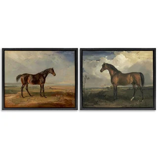 Stupell Horses in Desolate Terrain Framed Floater Canvas Wall Art Design By James Ward (Set of 2)... | Bed Bath & Beyond